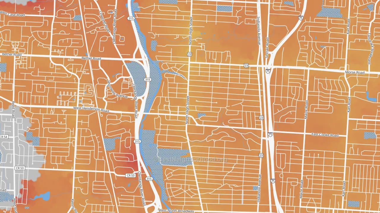 Transit Grade map of 43214, OH