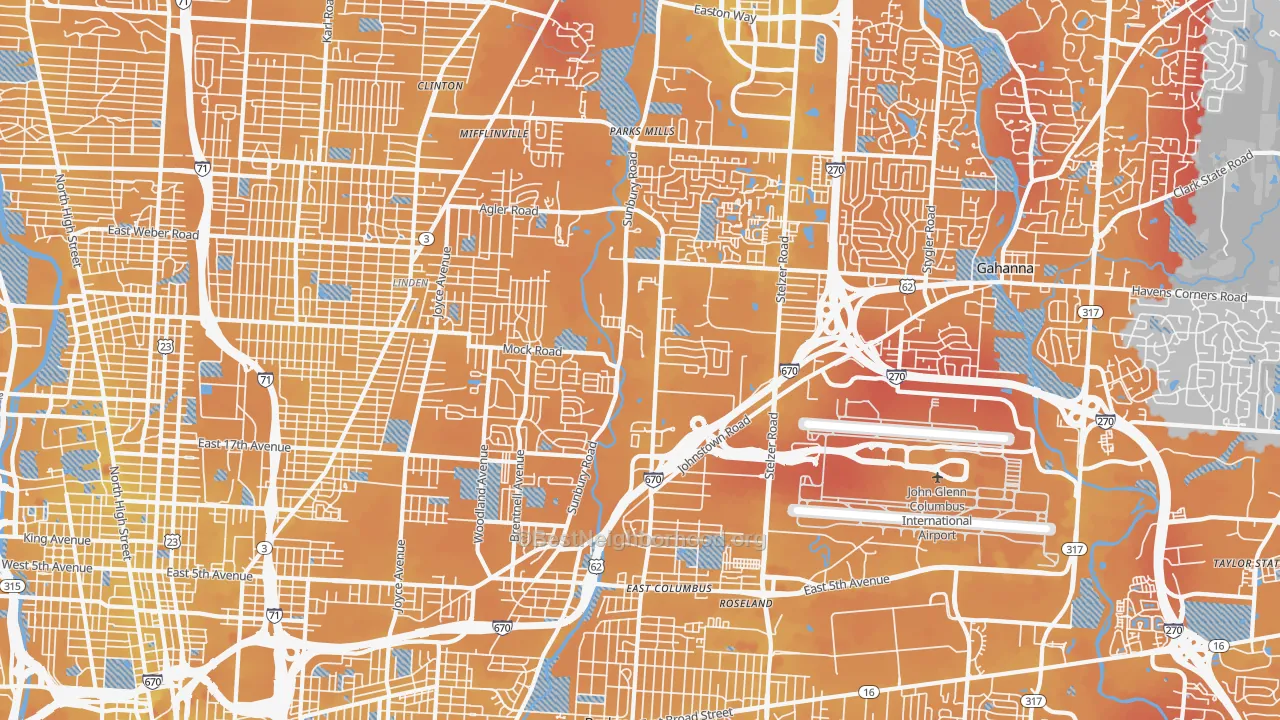 Transit Grade map of 43219, OH