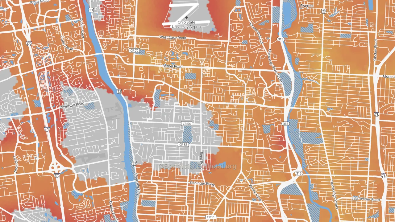 Transit Grade map of 43220, OH