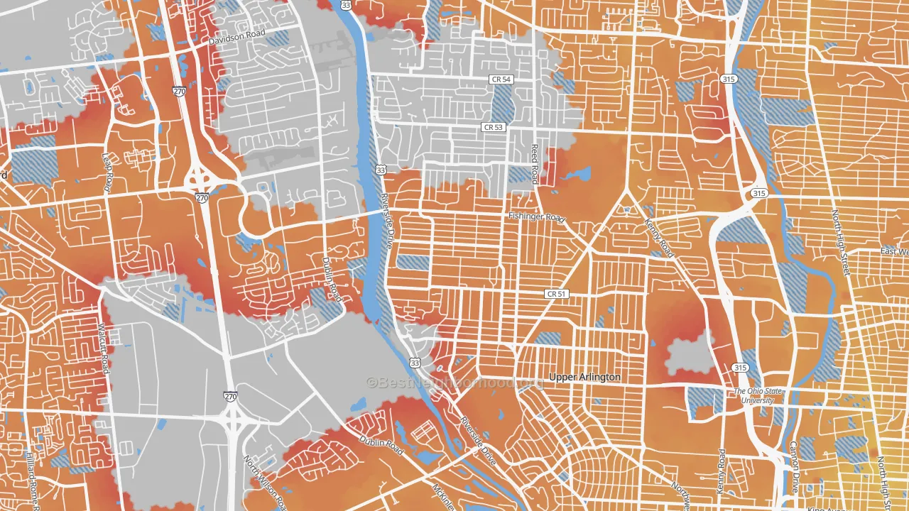 Transit Grade map of 43221, OH