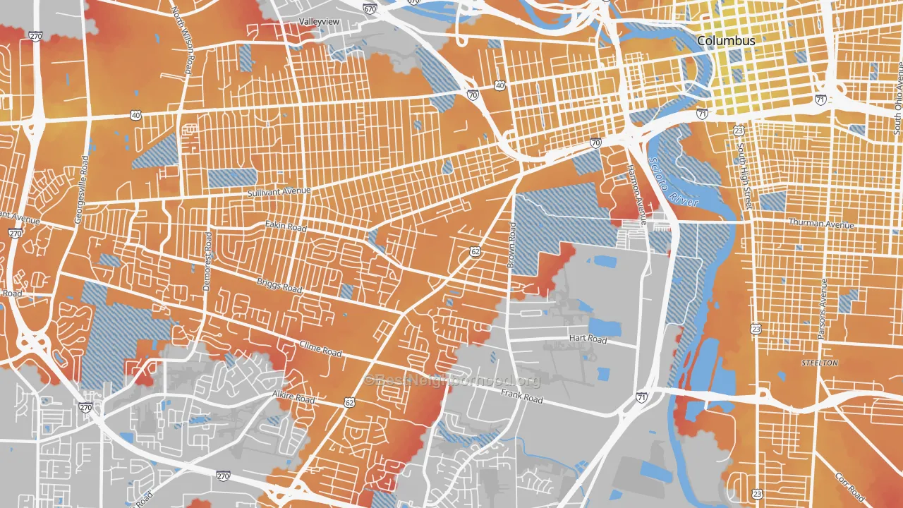 Transit Grade map of 43223, OH