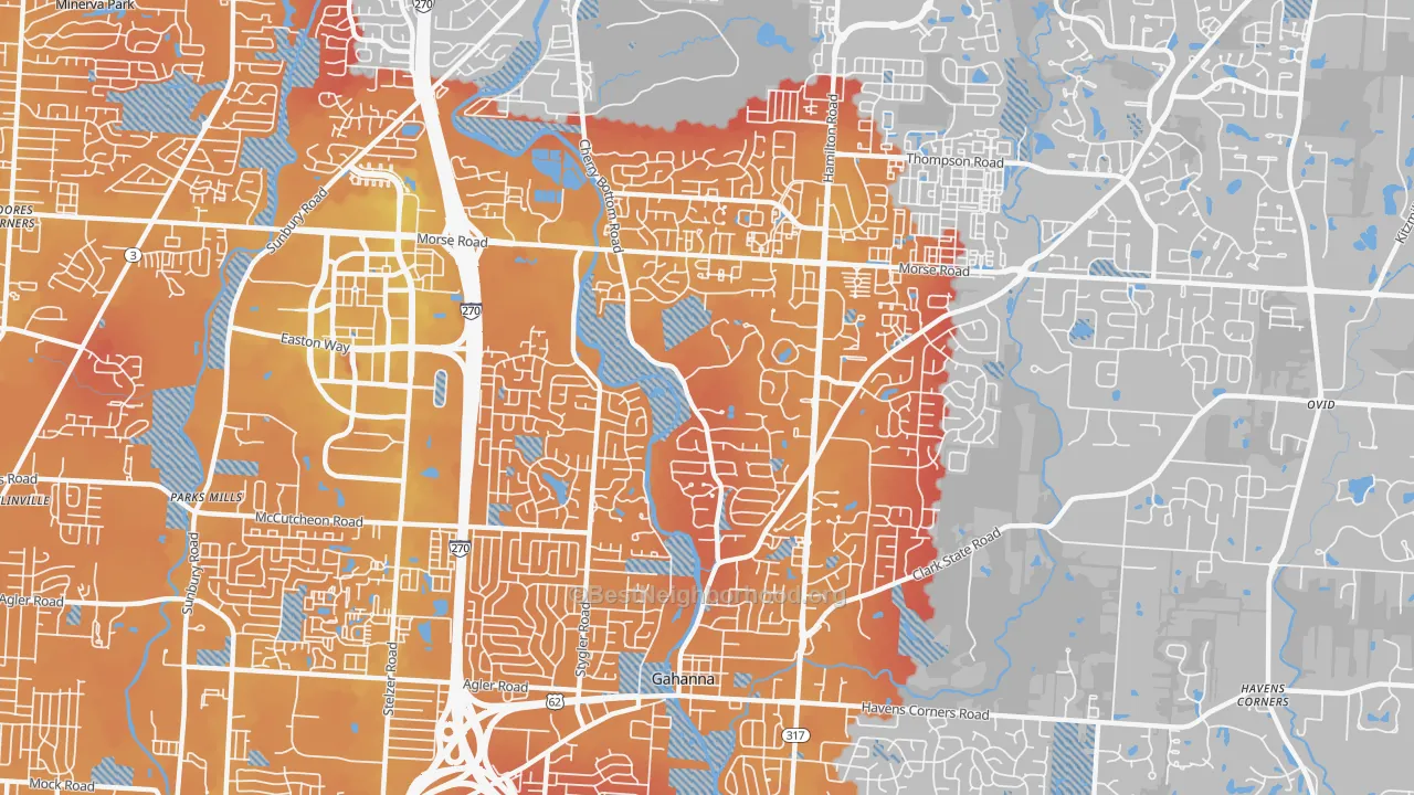 Transit Grade map of 43230, OH