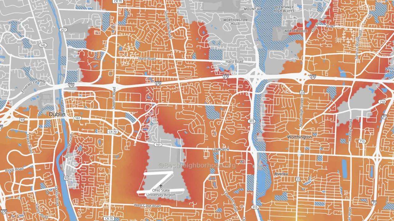 Transit Grade map of 43235, OH