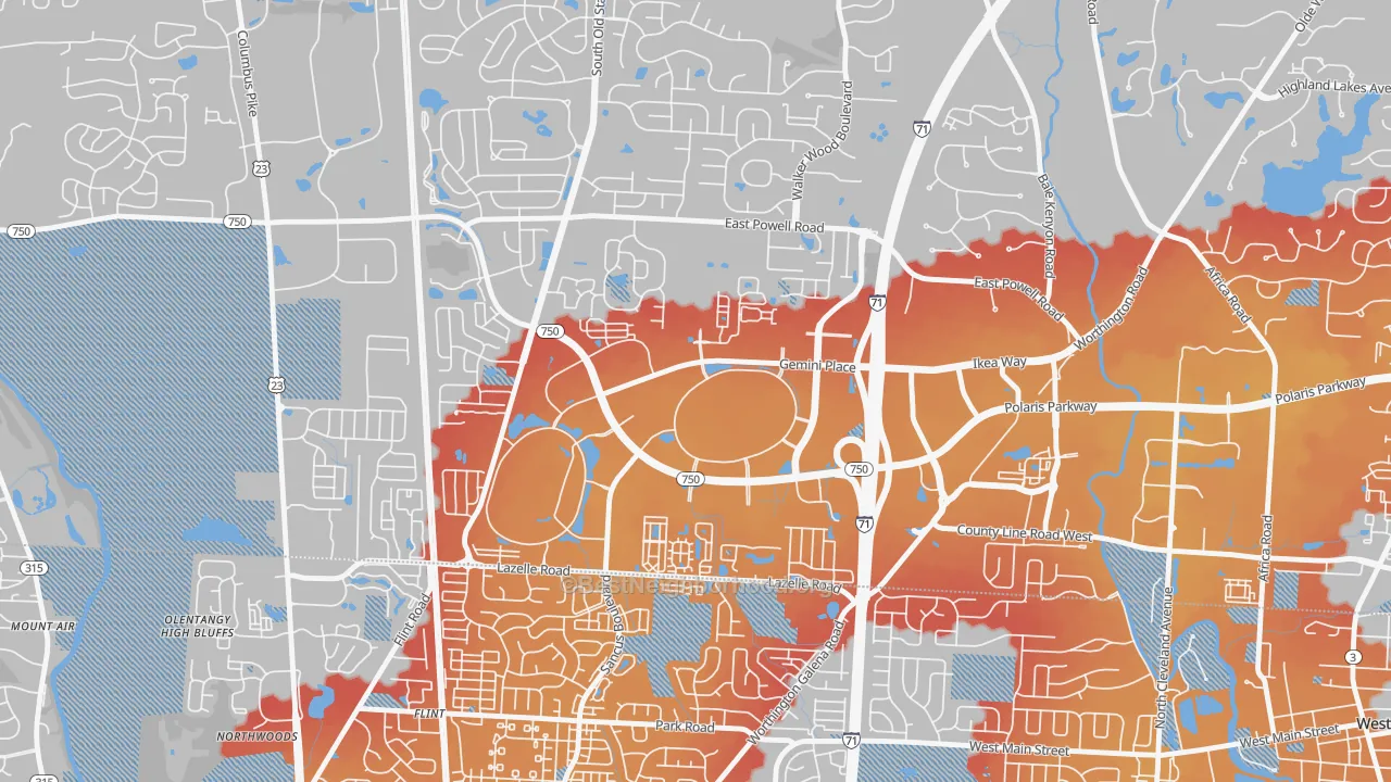 Transit Grade map of 43240, OH