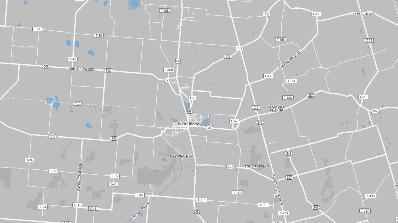 Transit Grade map of 43357, OH