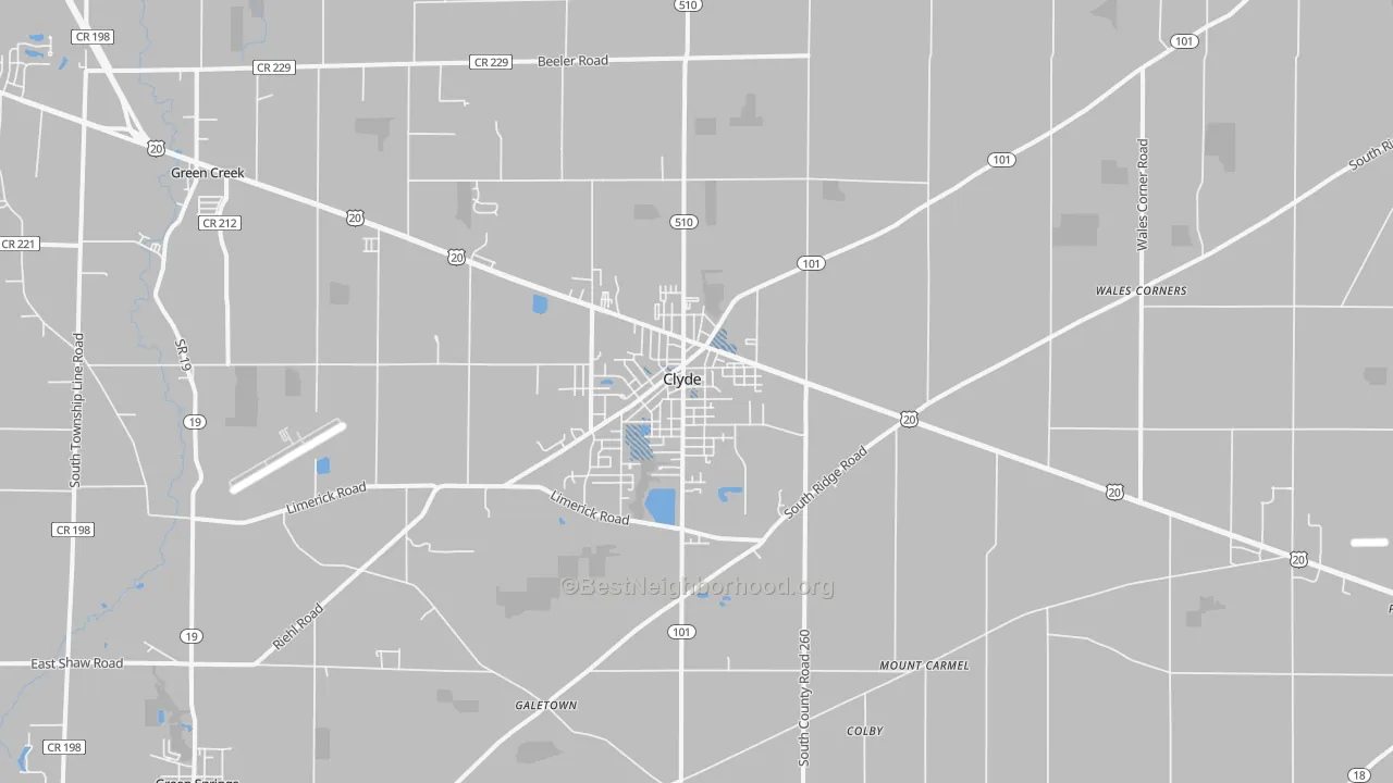 Transit Grade map of 43410, OH