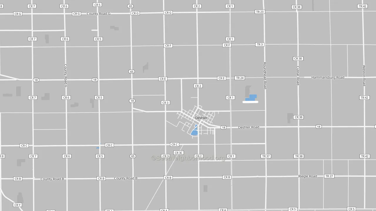 Transit Grade map of 43516, OH