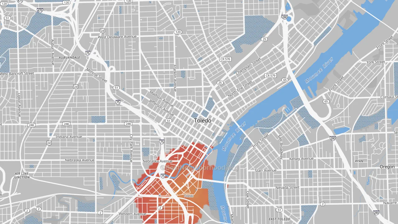 Transit Grade map of 43604, OH