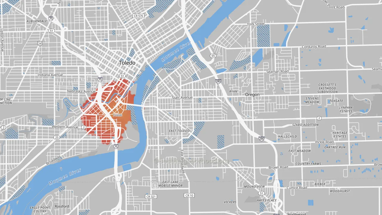 Transit Grade map of 43605, OH