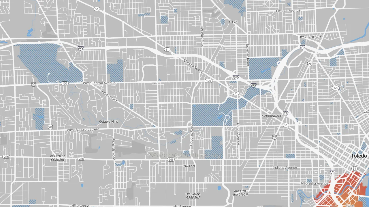 Transit Grade map of 43606, OH