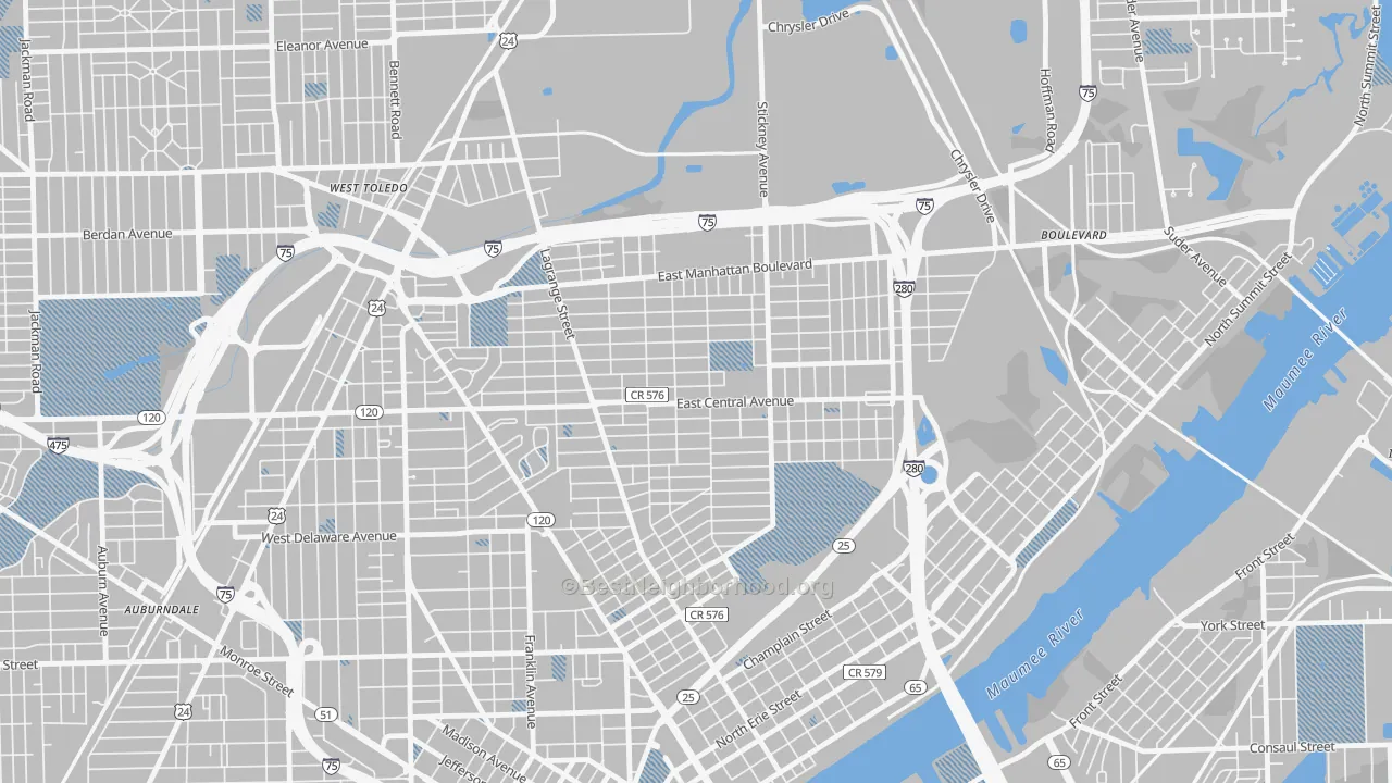 Transit Grade map of 43608, OH