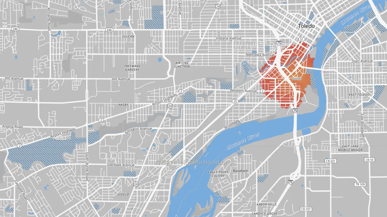 Transit Grade map of 43609, OH