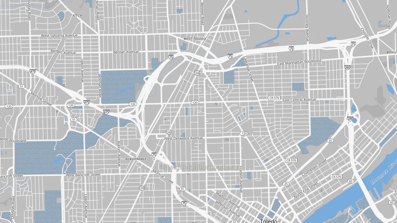 Transit Grade map of 43610, OH