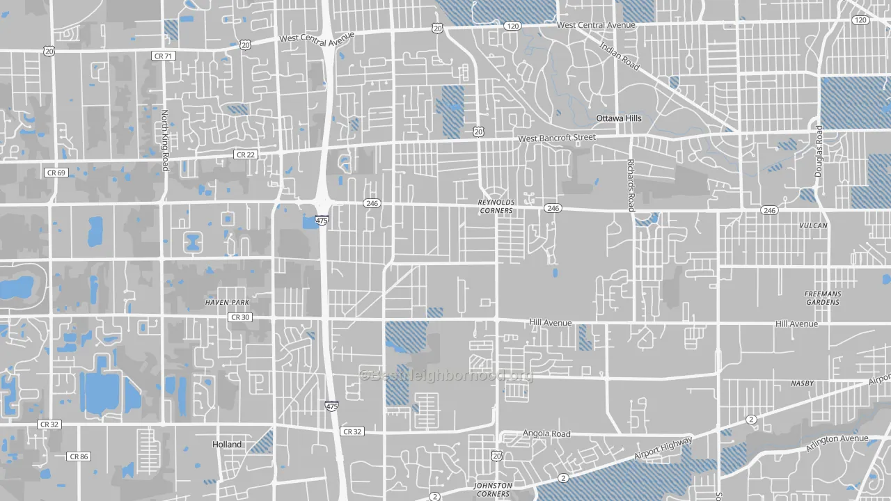Transit Grade map of 43615, OH