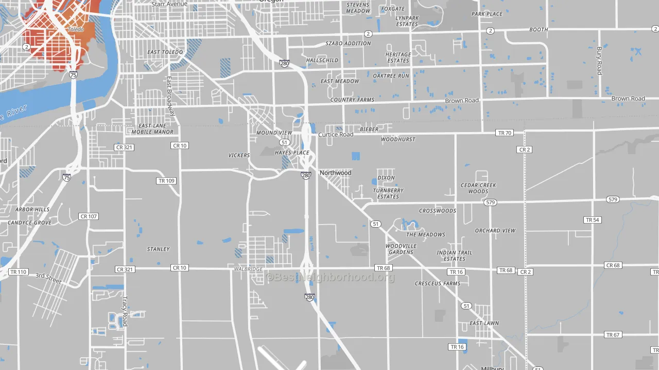 Transit Grade map of 43619, OH