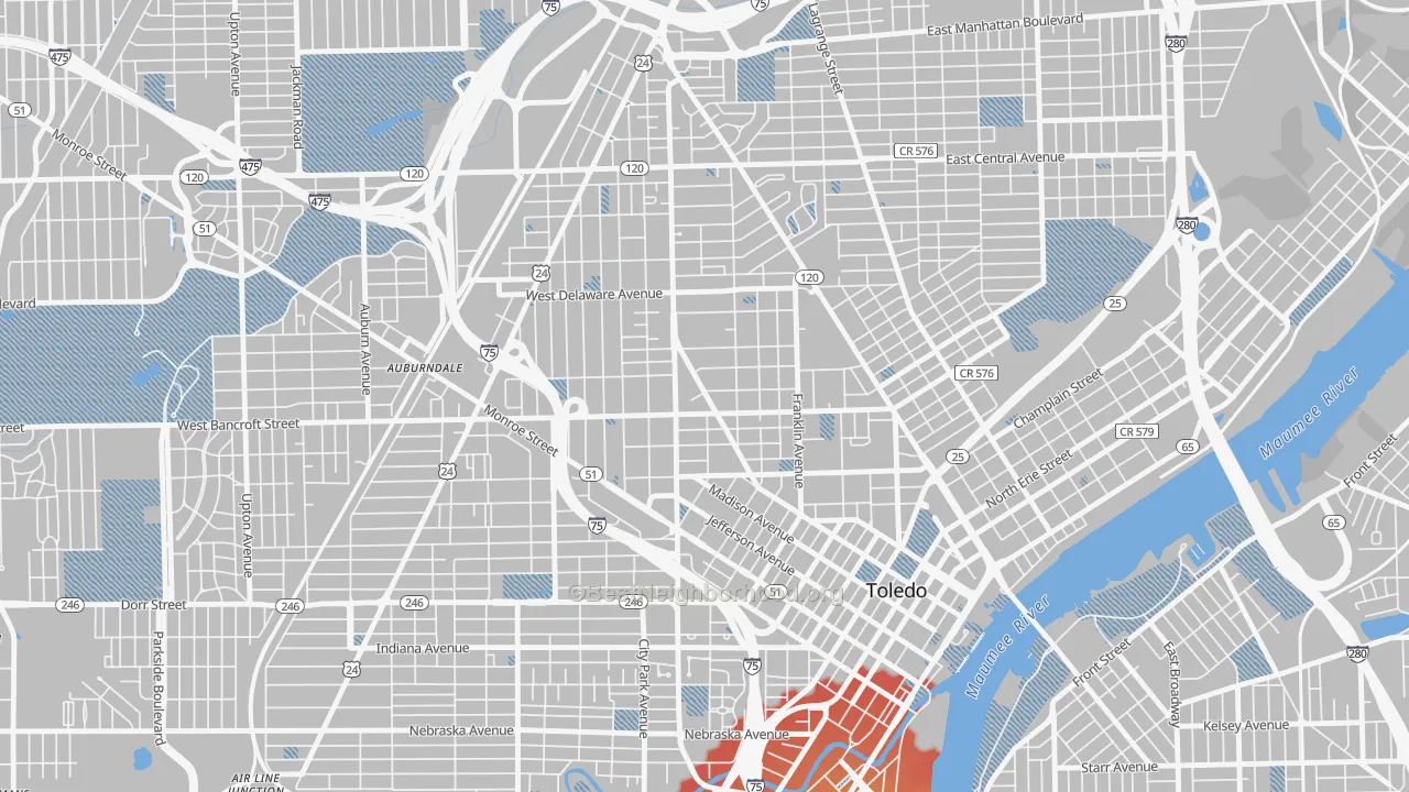 Transit Grade map of 43620, OH