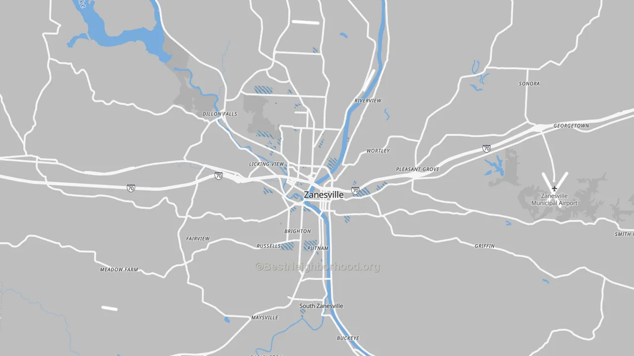 Transit Grade map of 43701, OH