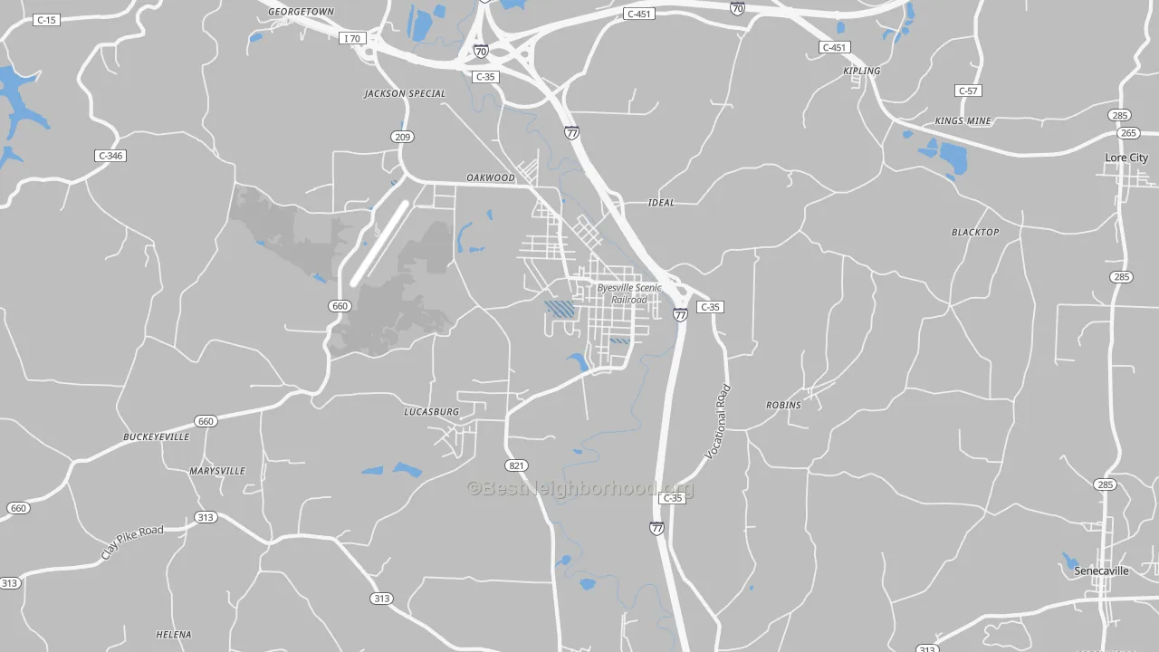 Transit Grade map of 43723, OH