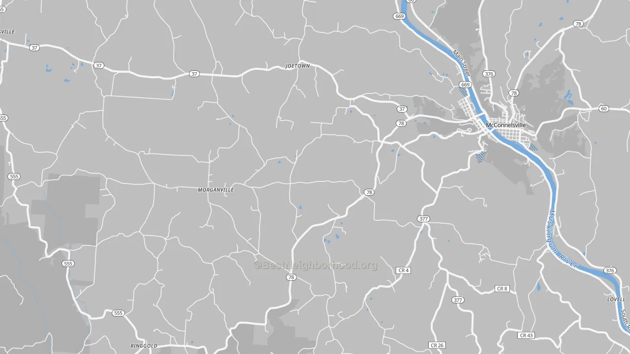 Transit Grade map of 43758, OH