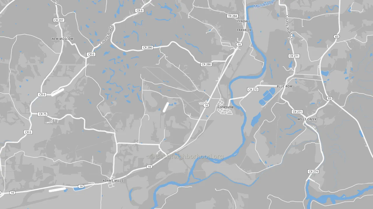 Transit Grade map of 43811, OH
