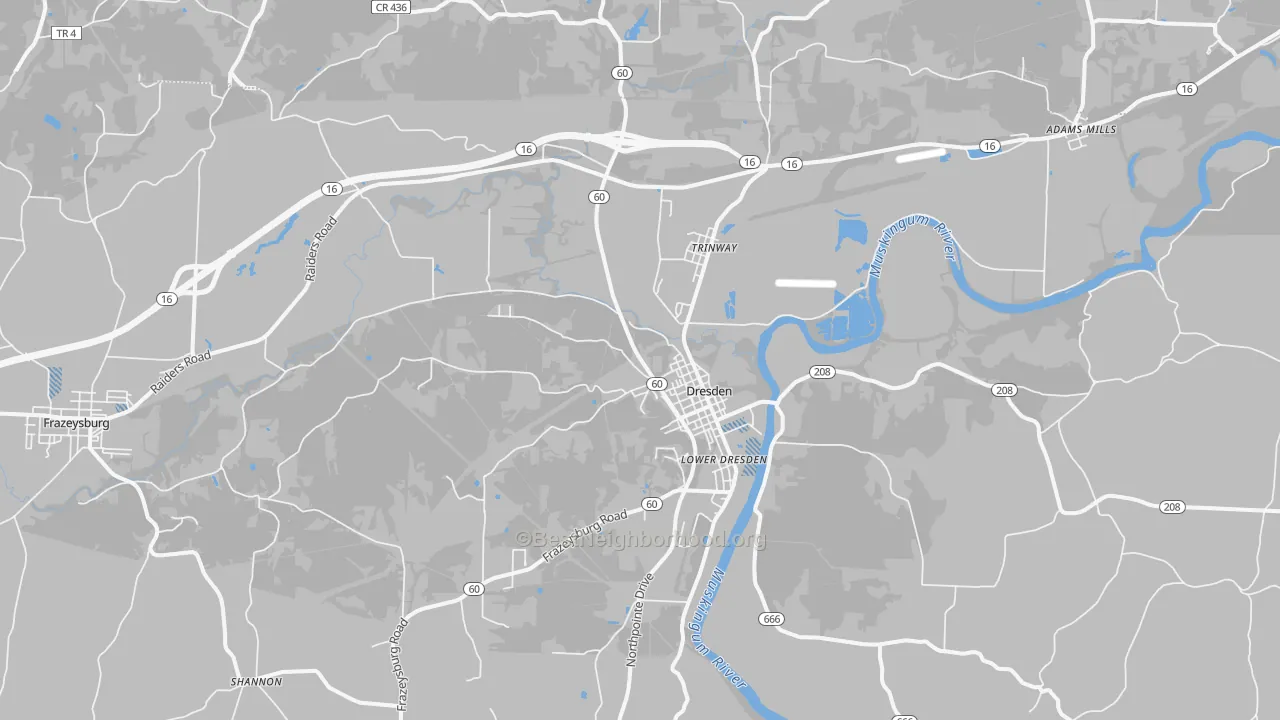 Transit Grade map of 43821, OH