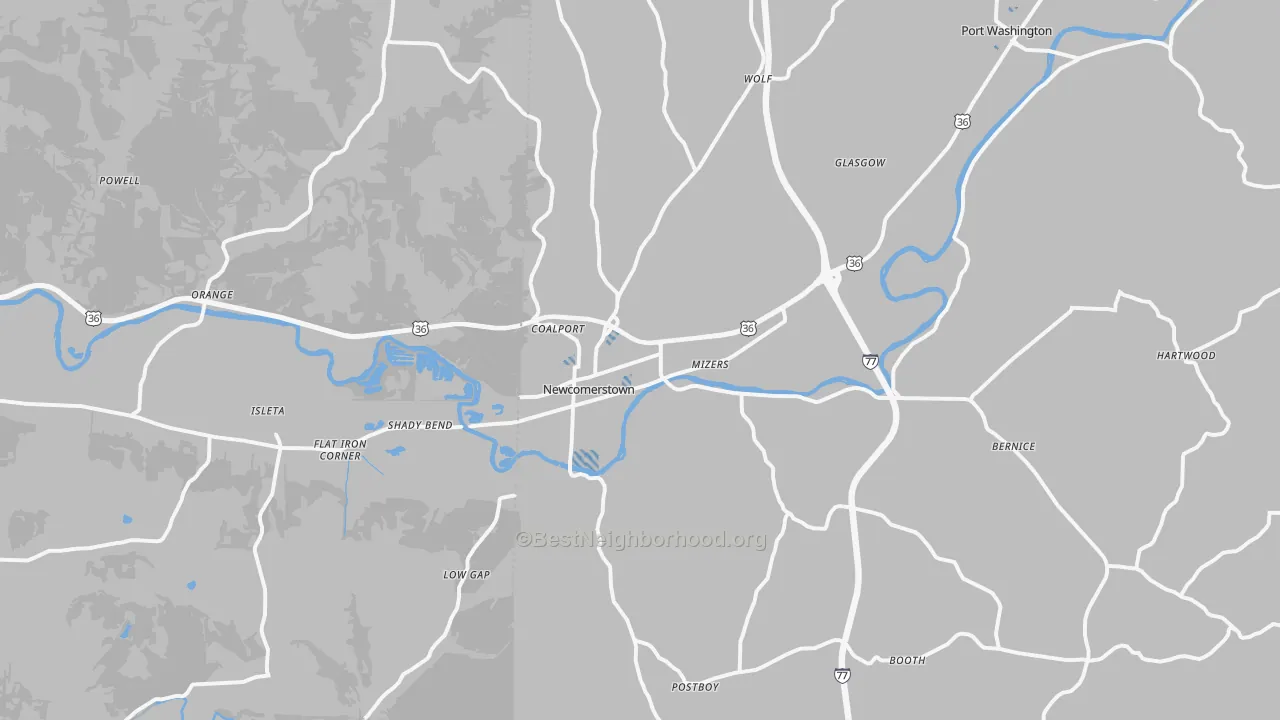 Transit Grade map of 43832, OH