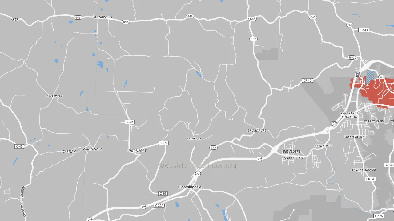 Transit Grade map of 43910, OH