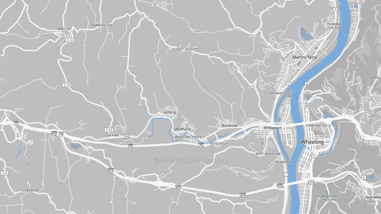 Transit Grade map of 43912, OH