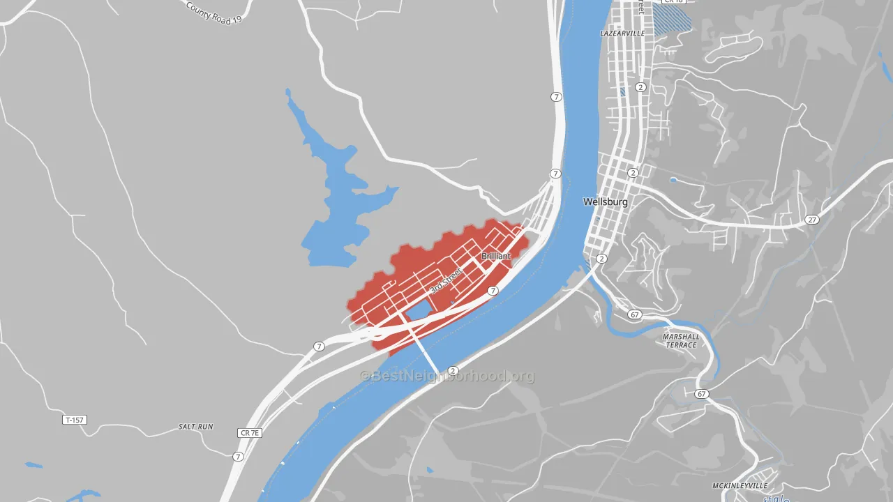 Transit Grade map of 43913, OH
