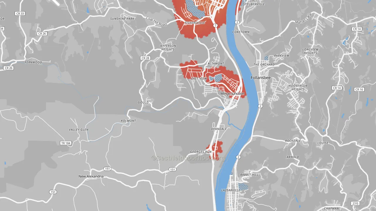 Transit Grade map of 43938, OH