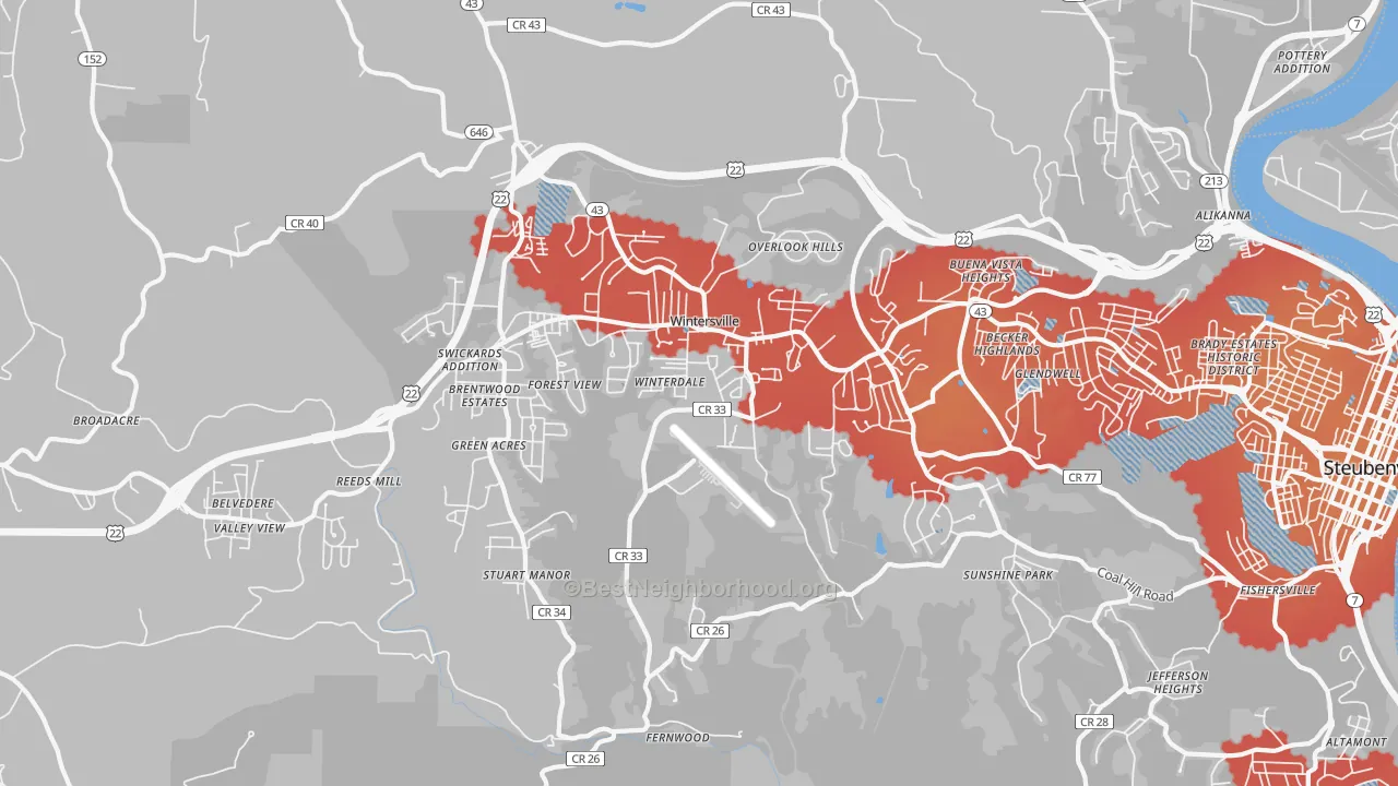 Transit Grade map of 43953, OH