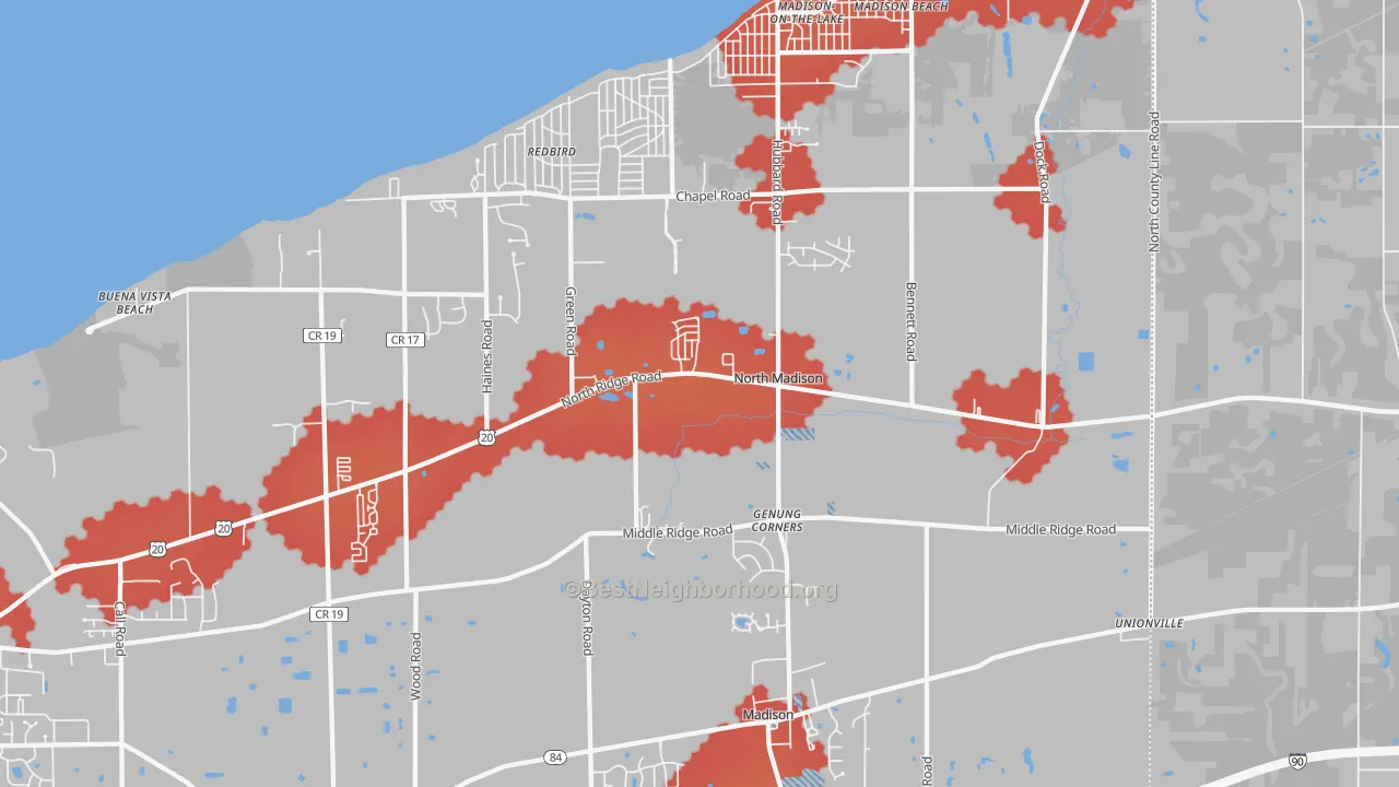 Transit Grade map of 44057, OH