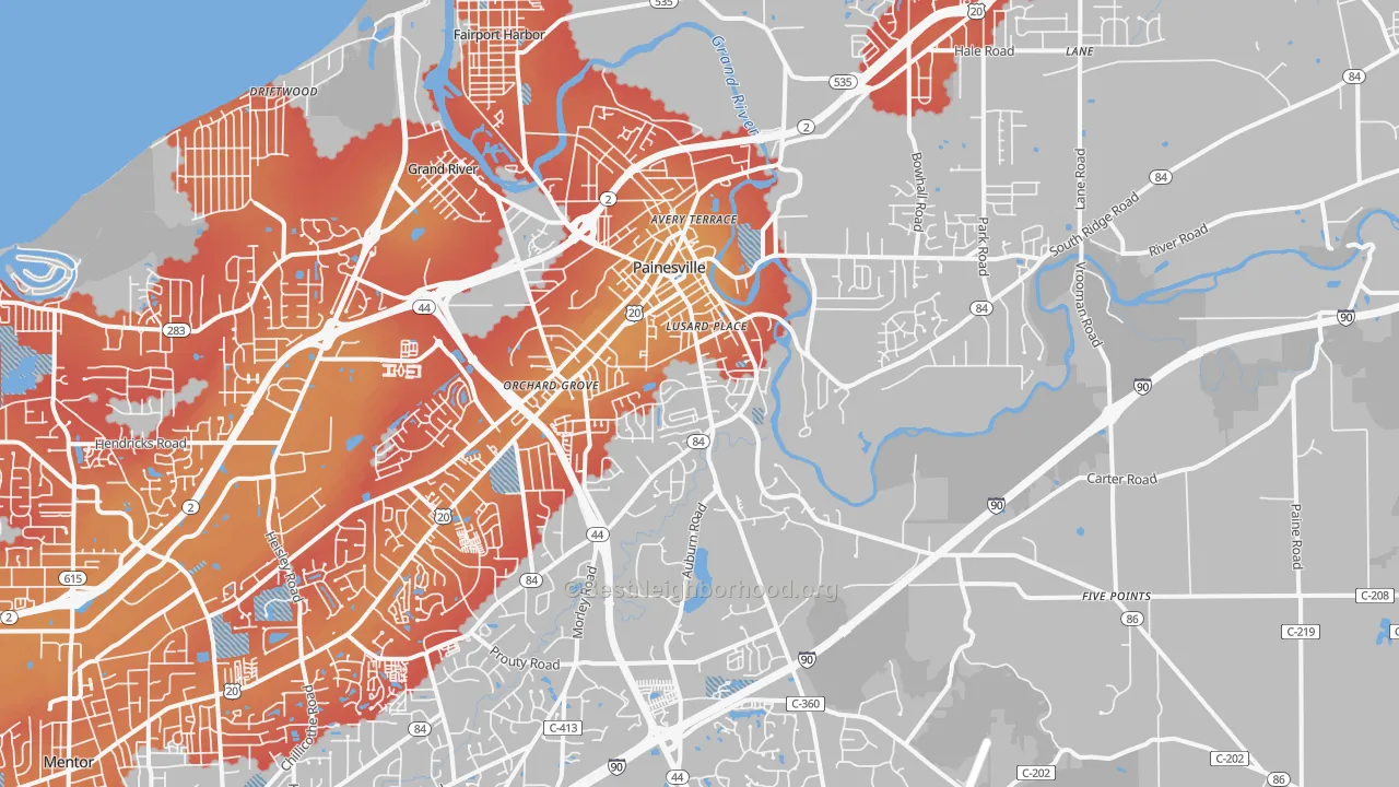 Transit Grade map of 44077, OH