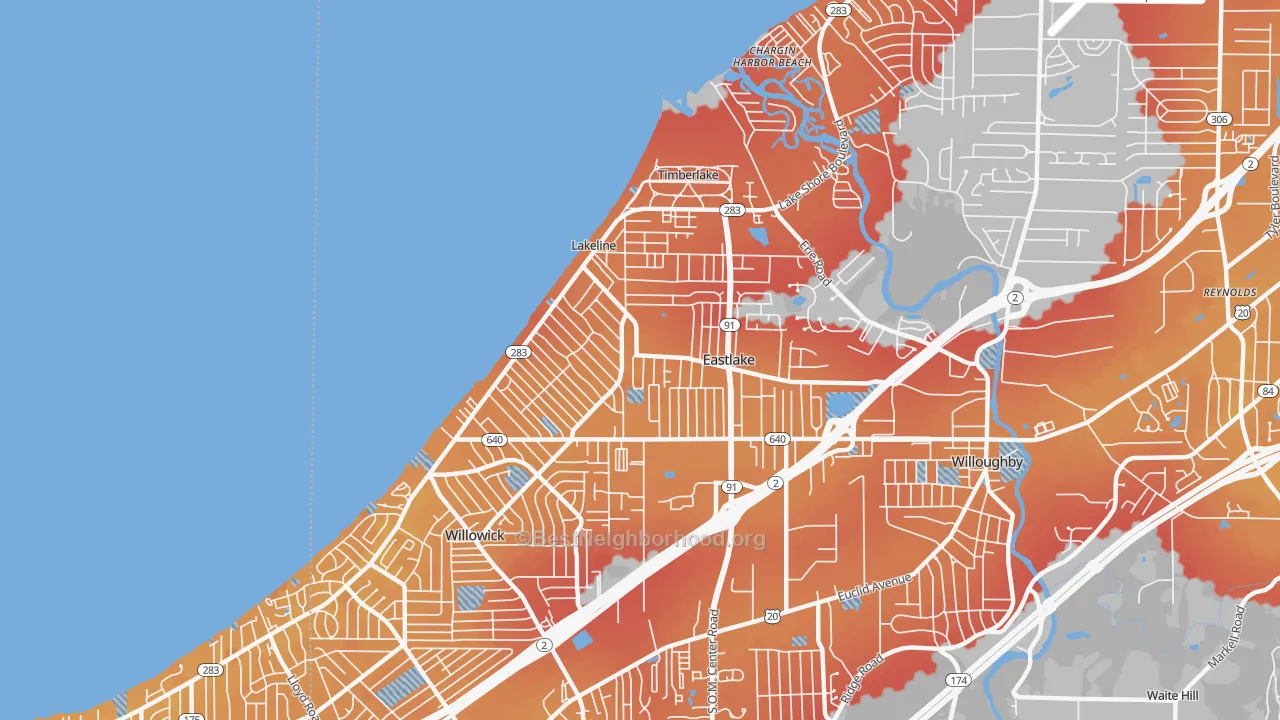 Transit Grade map of 44095, OH