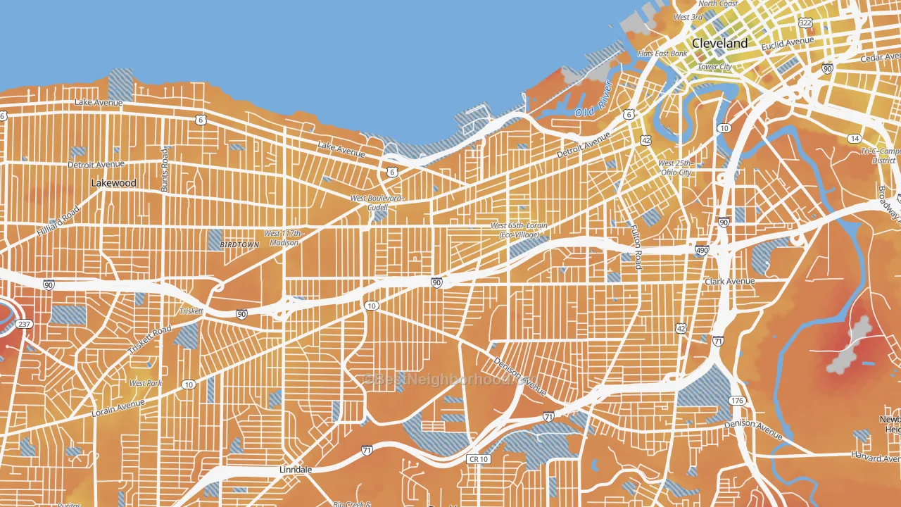 Transit Grade map of 44102, OH