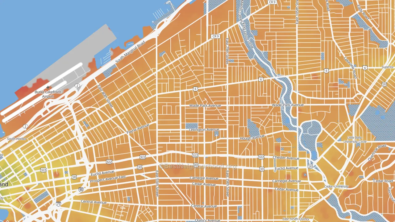 Transit Grade map of 44103, OH