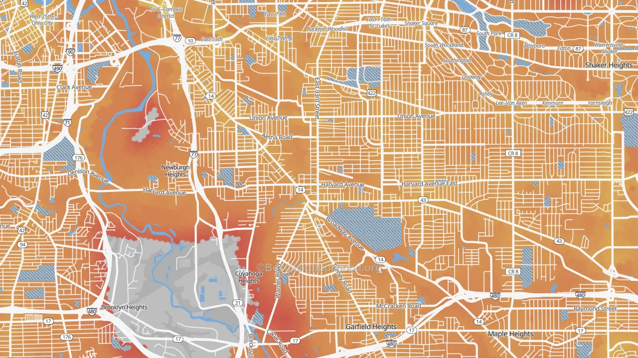 Transit Grade map of 44105, OH