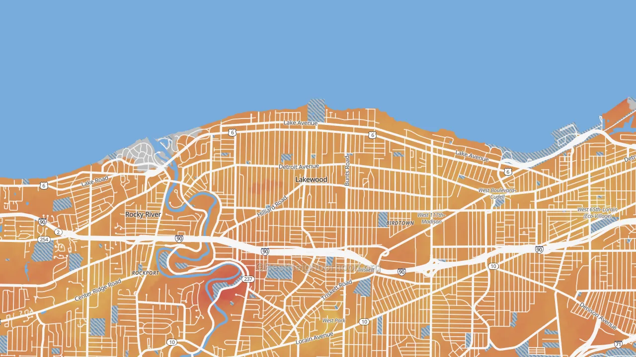 Transit Grade map of 44107, OH