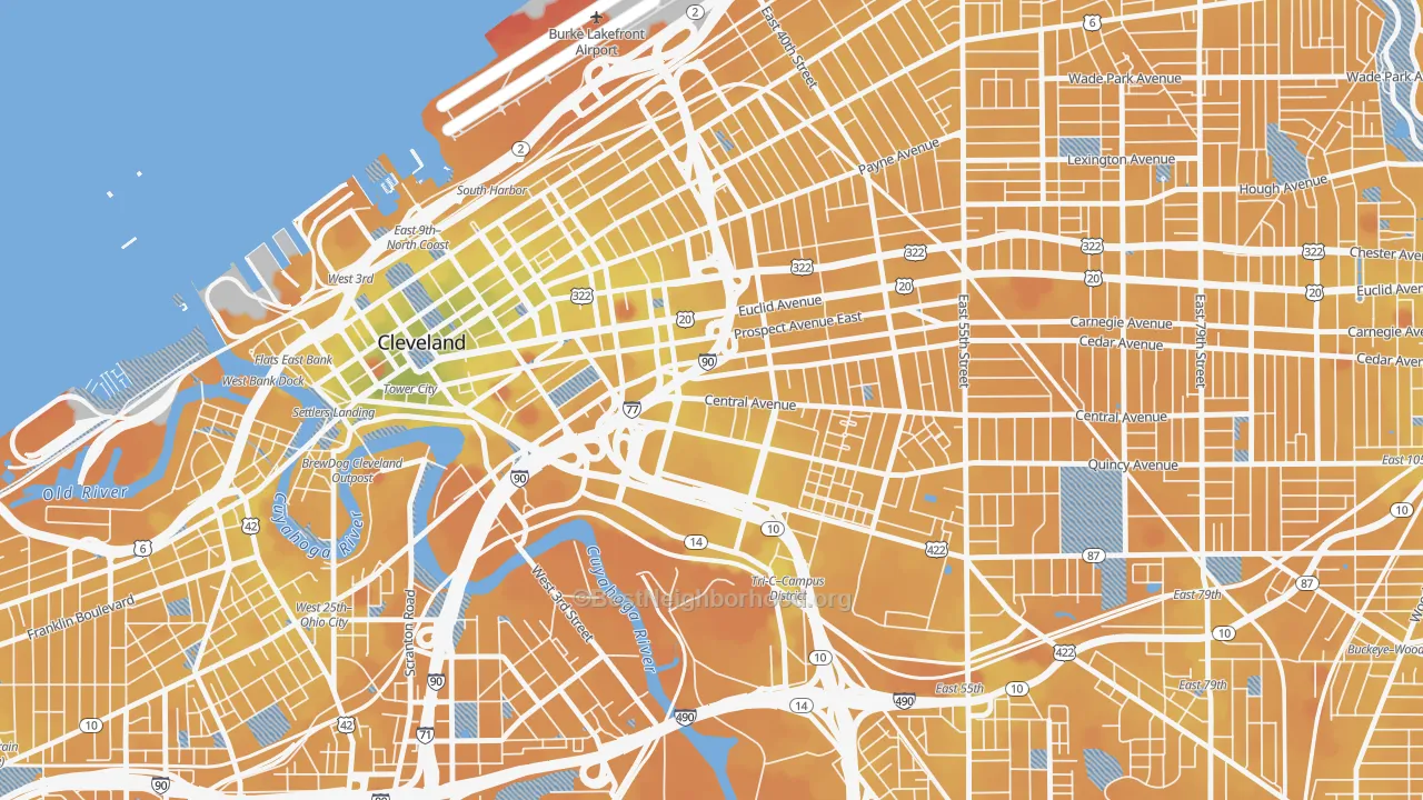 Transit Grade map of 44115, OH