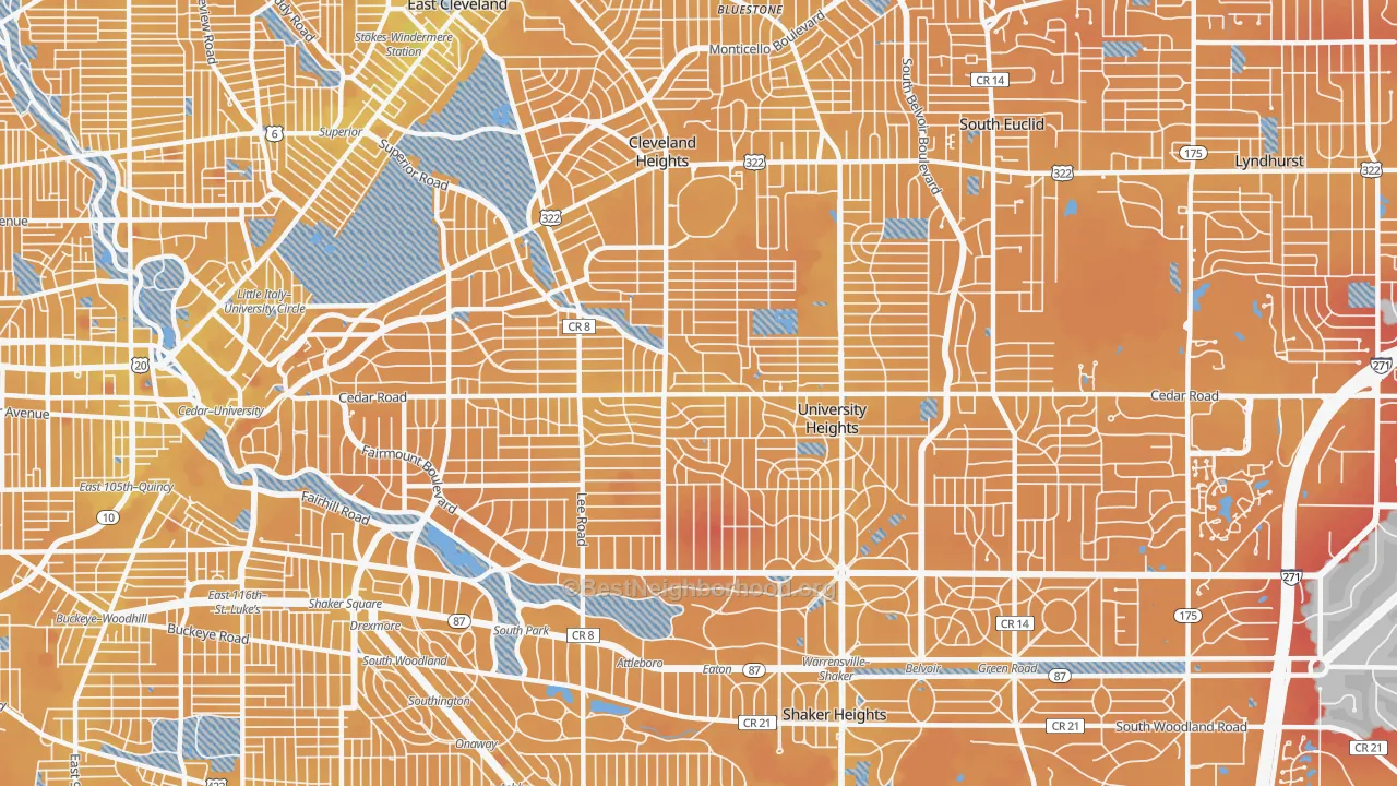 Transit Grade map of 44118, OH