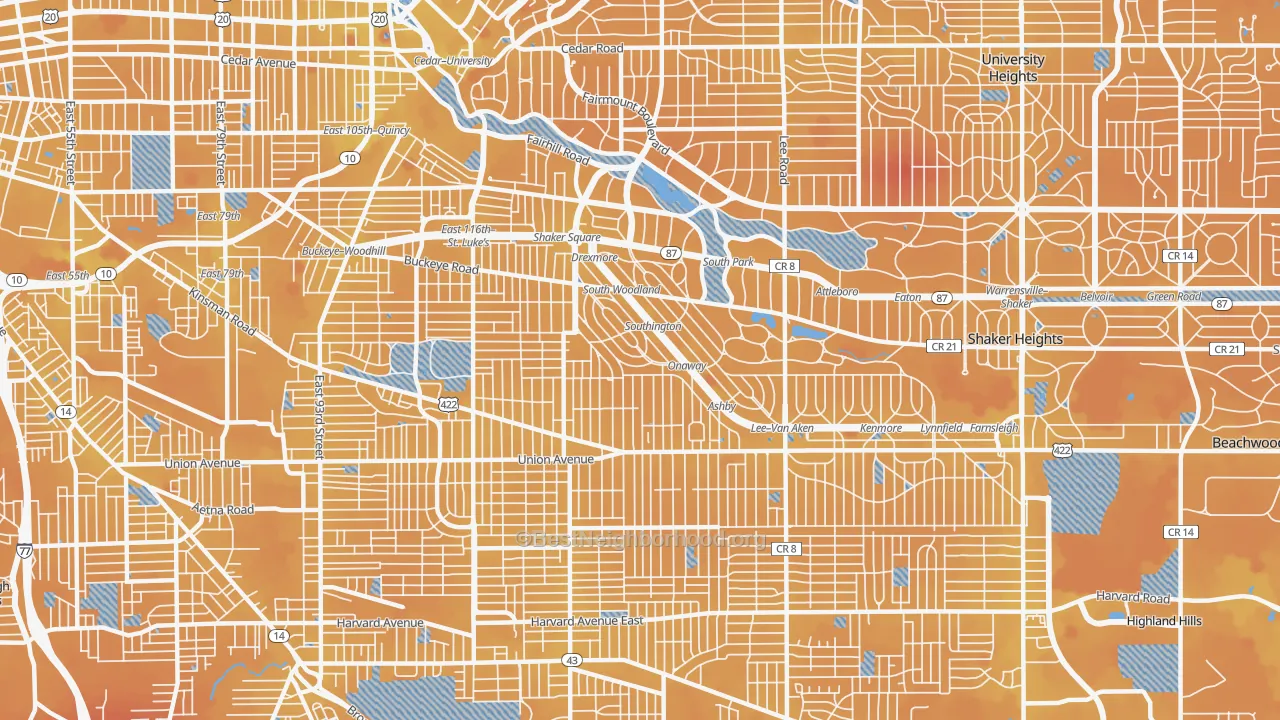 Transit Grade map of 44120, OH