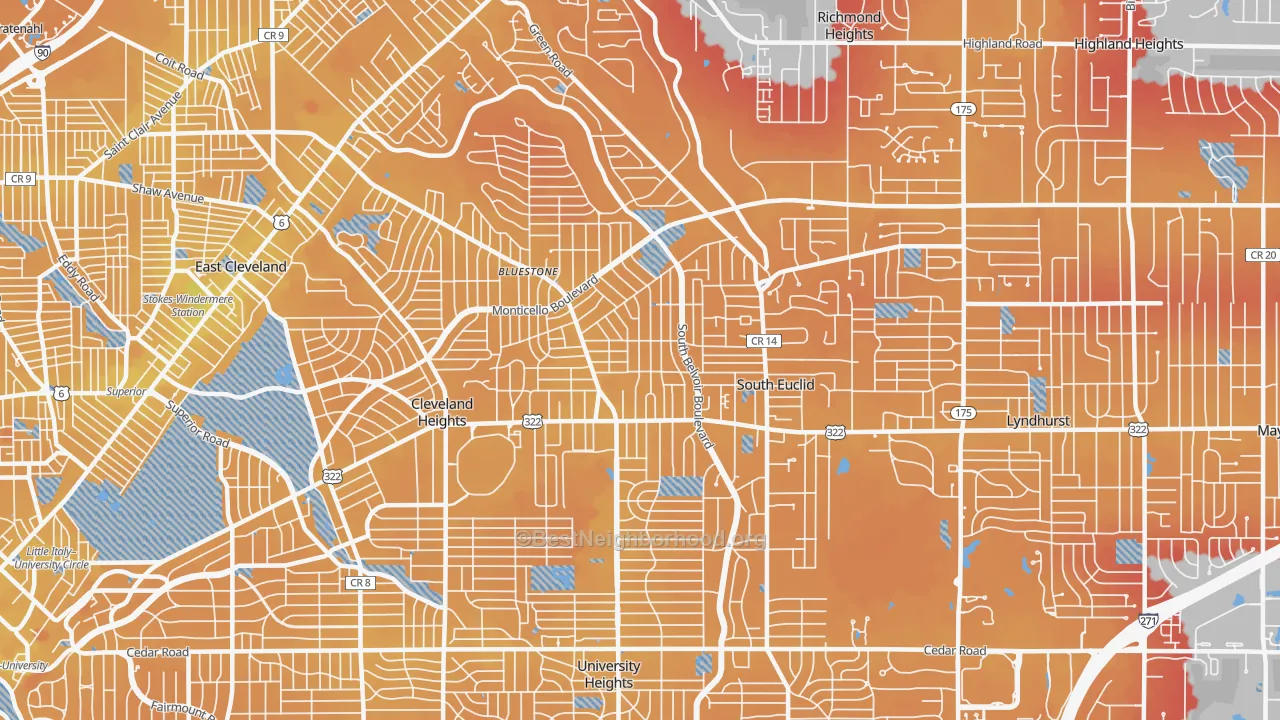 Transit Grade map of 44121, OH