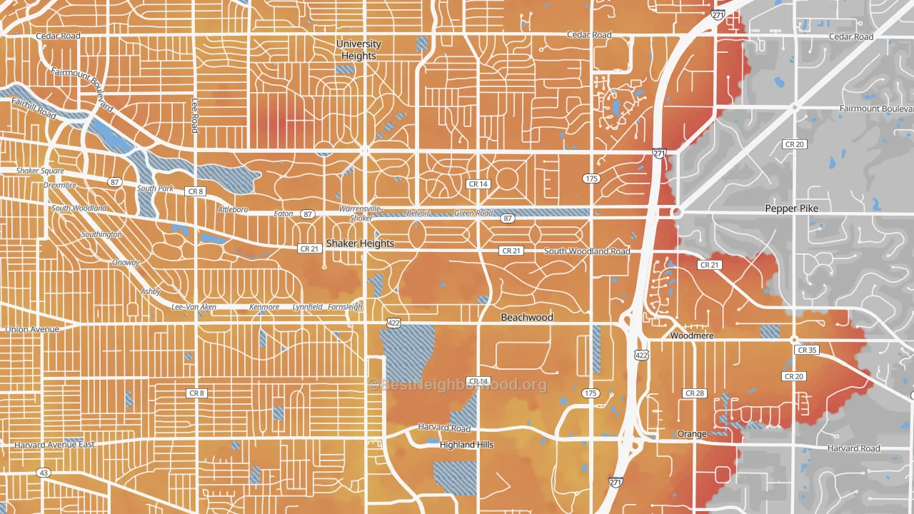 Transit Grade map of 44122, OH