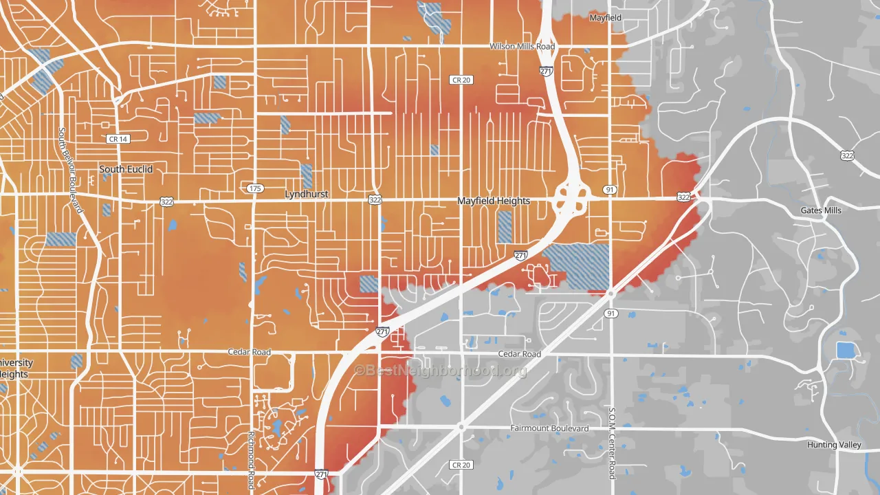 Transit Grade map of 44124, OH