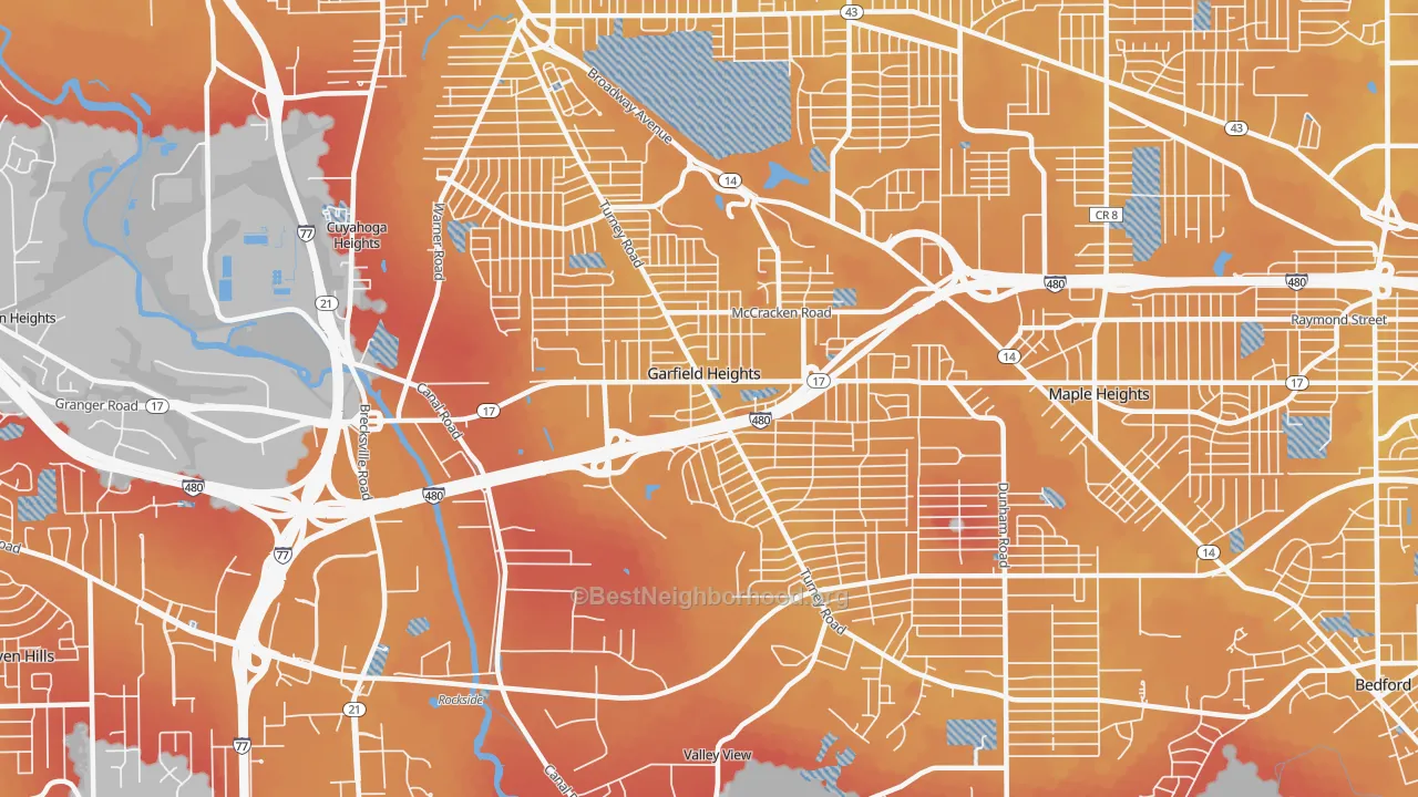 Transit Grade map of 44125, OH