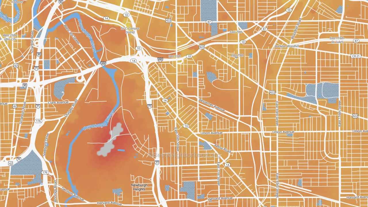 Transit Grade map of 44127, OH