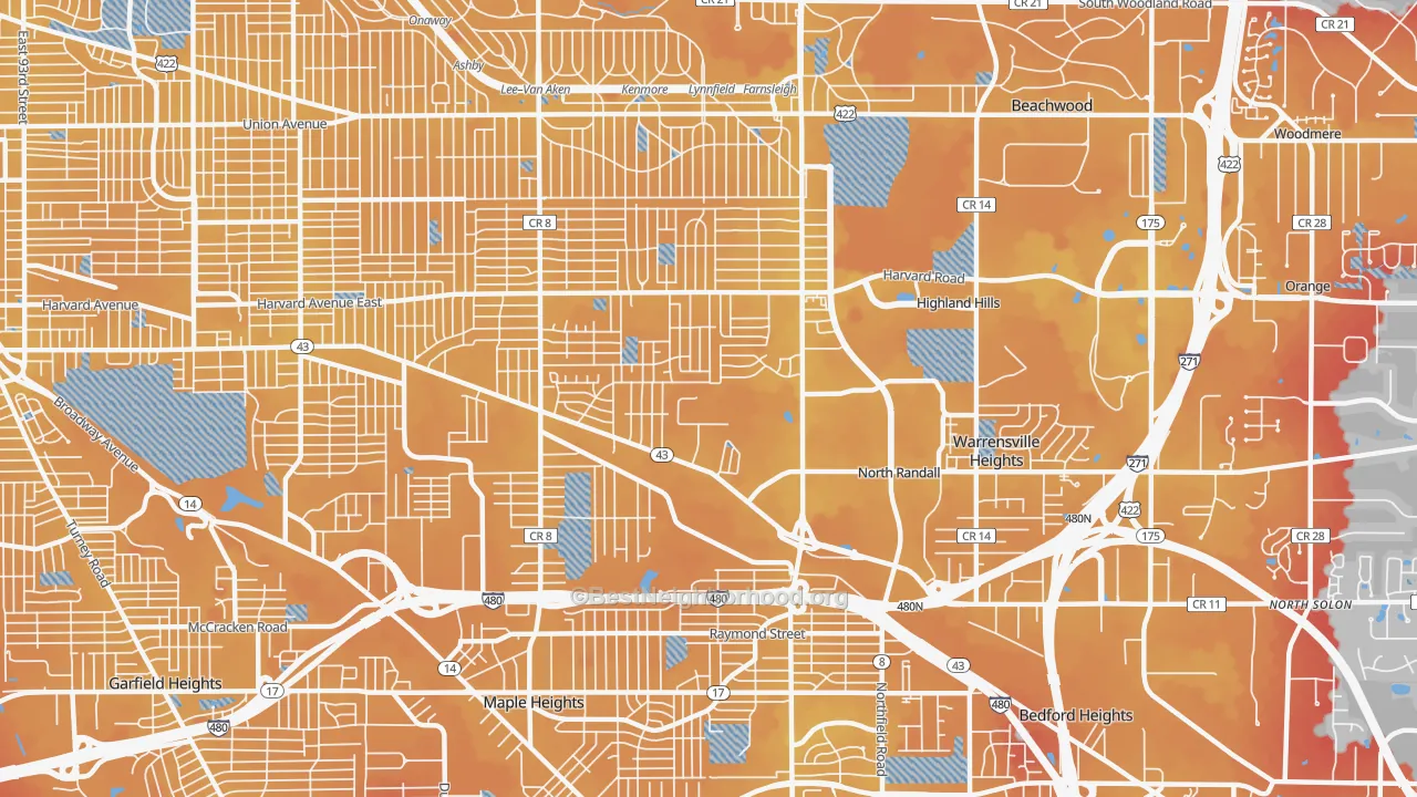 Transit Grade map of 44128, OH