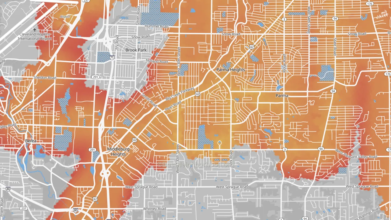 Transit Grade map of 44130, OH