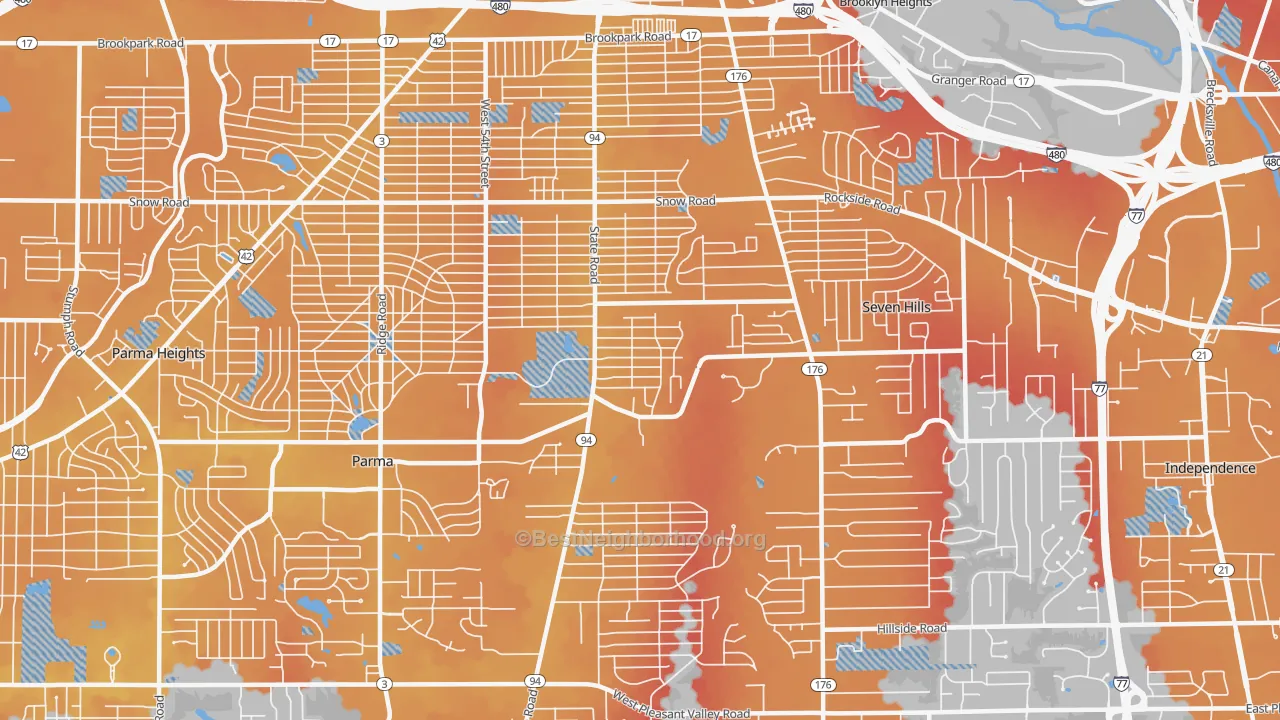 Transit Grade map of 44134, OH