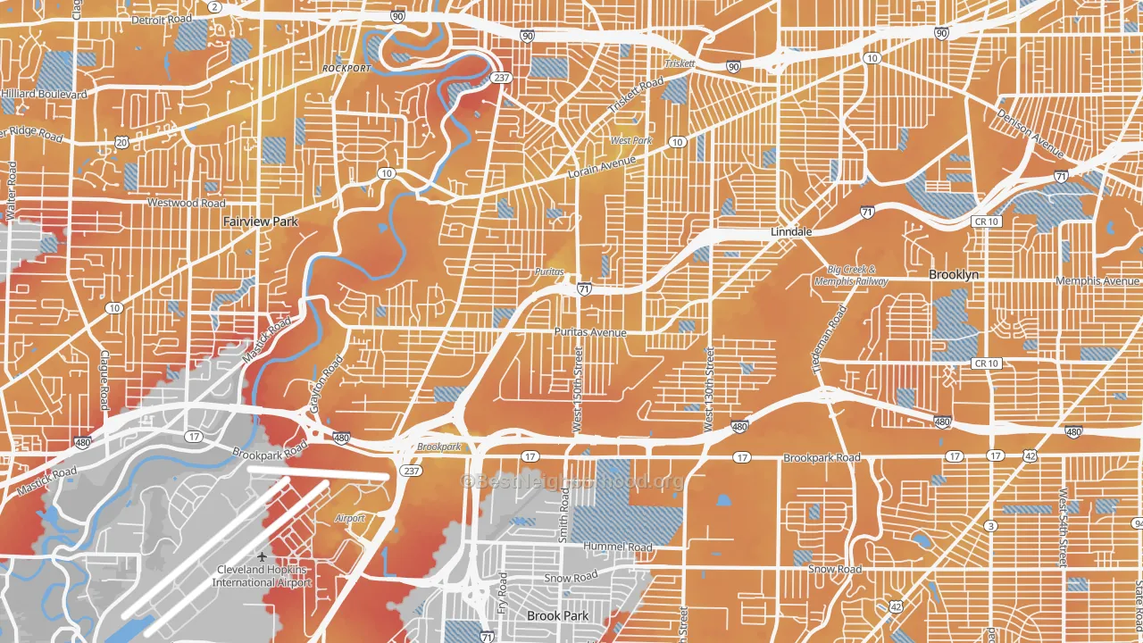Transit Grade map of 44135, OH